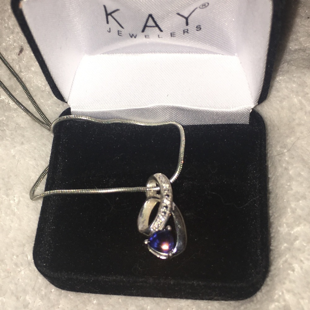 Blue Sapphire and Diamond Birthstone Necklace